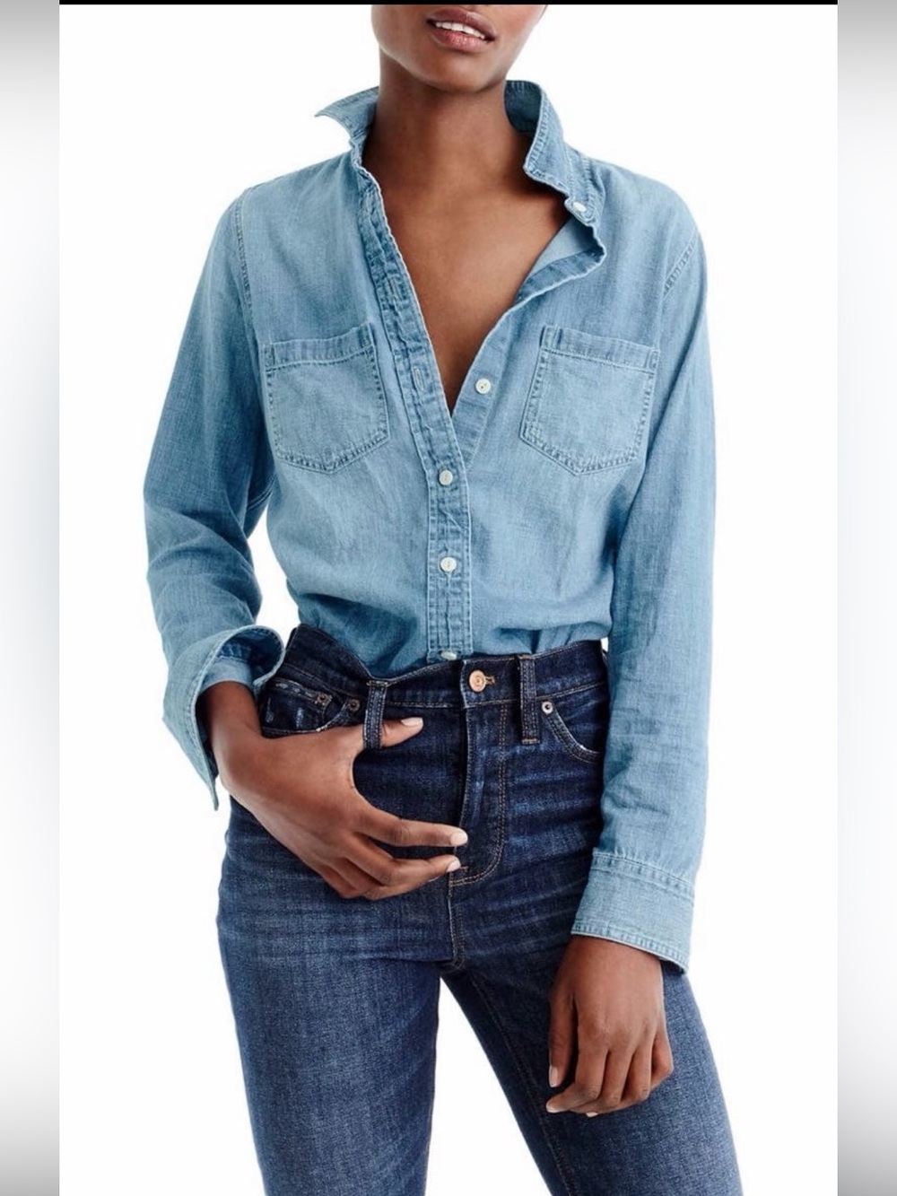 NWT J Crew The Every Day
Chambray Long Sleeve Button-up Shirt Size 0